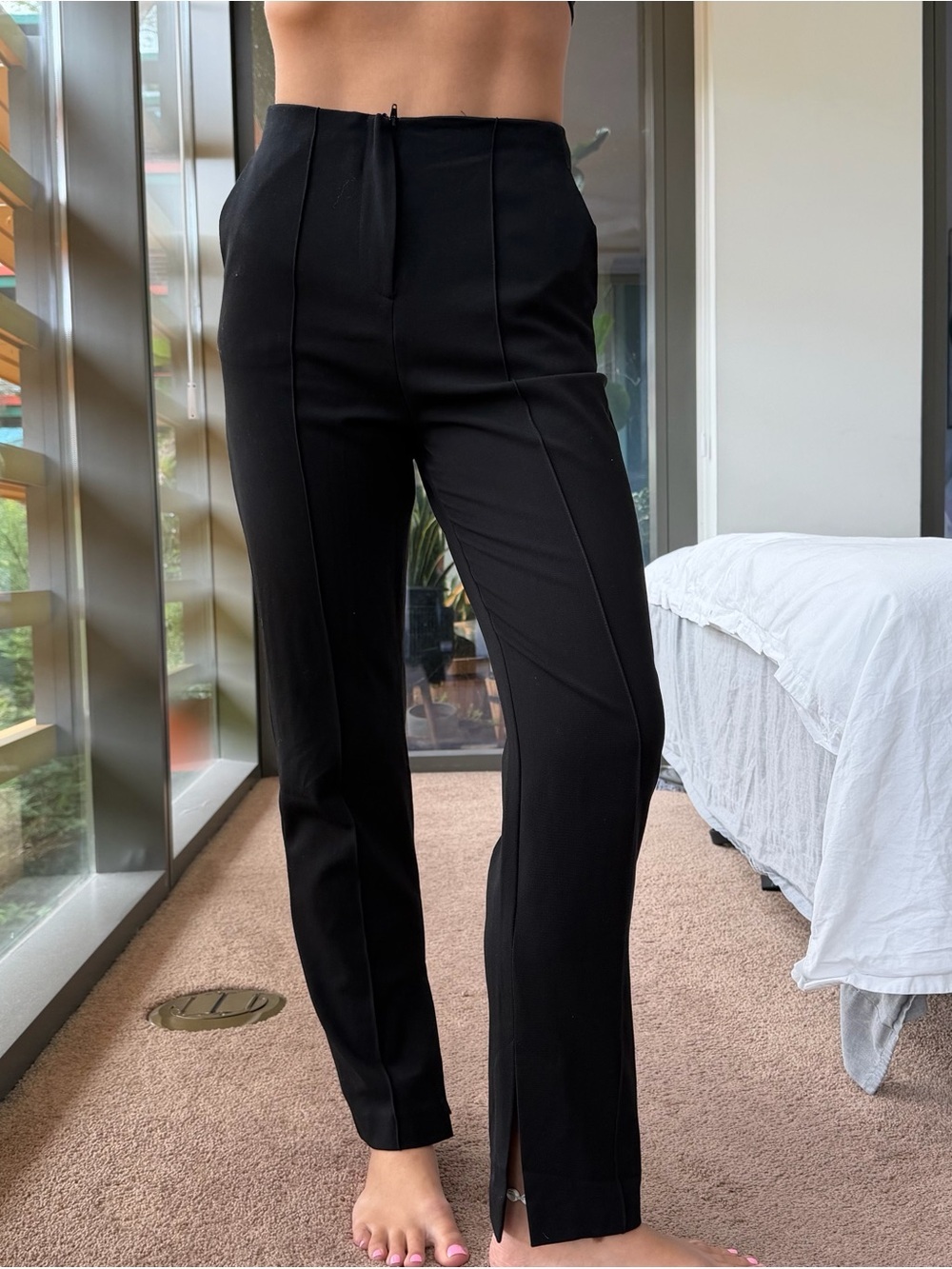Topshop Black Business Casual Pants With Side Slit - Picture 2 of 6